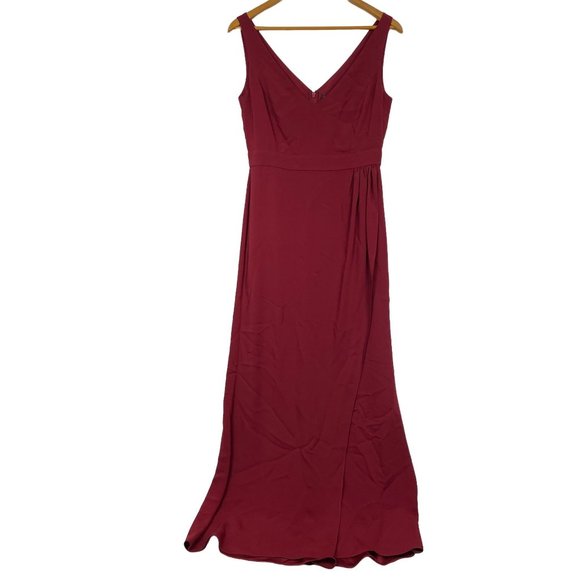 Ann Taylor Fuax Wrap Maxi Evening Gown Size 4 Crimson Bridesmaid Wedding NWT - Picture 1 of 14